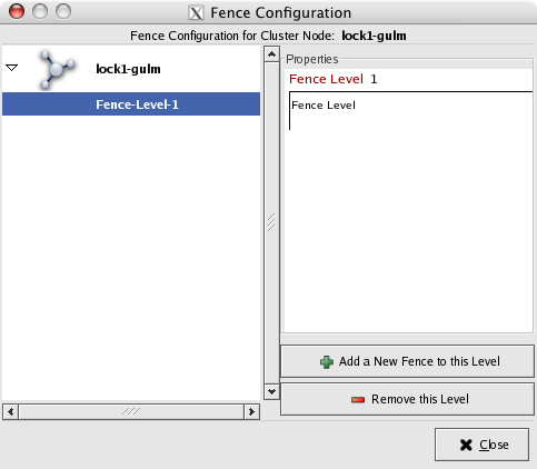 Fence Configuration window: Adding a new fence level
