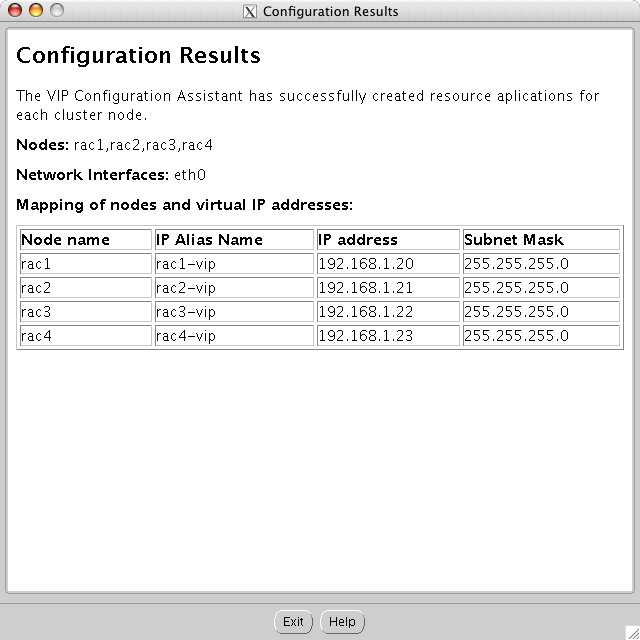 Configuration Results window