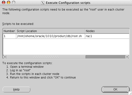Execute Configuration Scripts dialog