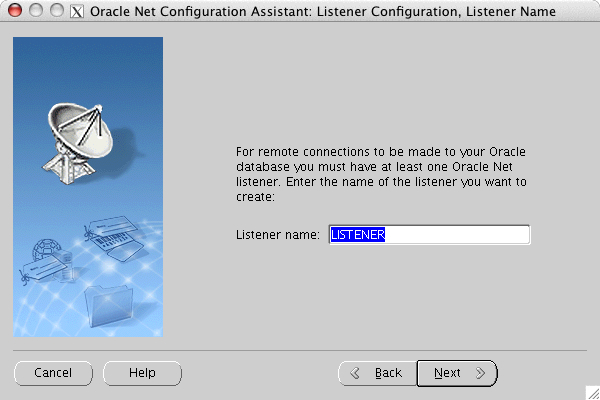 Oracle Net Configuration Assistant: Listener Configuration, Listener Name window