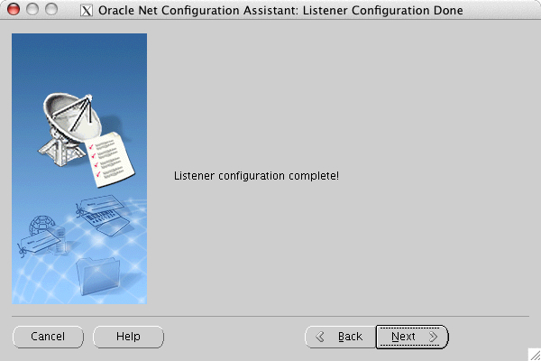 Oracle Net Configuration Assistant: Listener Configuration Done window